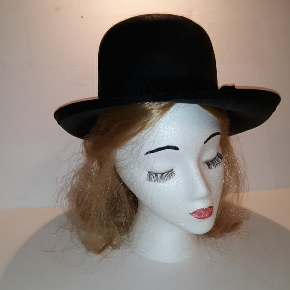Vintage ladies black dress hat bow - Picture 4 of 6